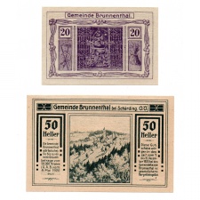 Ausztria Notgeld Brunnenthal 20-50 Heller 1920 2db