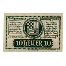 Ausztria Notgeld Scharding 10 Heller 1920
