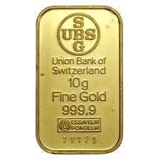 Befektetési arany lapka 10 g színarany Au999,9 UBS