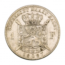 Belgium II. Lipót 1 Frank 1887