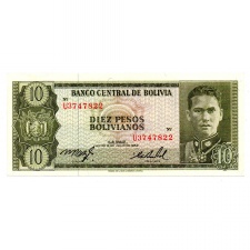 Bolivia 10 Pesos Bolivanos Bankjegy 1962 P154a