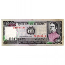 Bolivia 1000 Pesos Bolivanos Bankjegy 1982 P167a