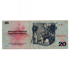 Csehszlovákia 20 Korona Bankjegy 1970 P92a F sorozat