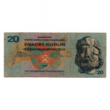 Csehszlovákia 20 Korona Bankjegy 1970 P92c L sorozat