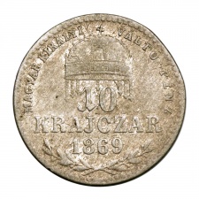 Ferenc József 10 Krajcár 1869 K-B MKVP