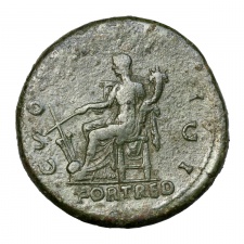 Hadrianus Sestercius COS III/S-C FORT RED