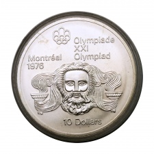 Kanada ezüst 10 Dollár 1974 Olimpia 1976 Montréal Zeusz fej