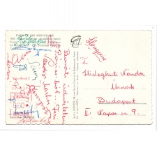 1964-es Labdarúgó Válogatott aláírásával küldött képeslap