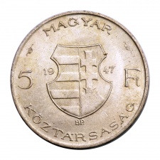 Kossuth ezüst 5 Forint 1947 EF