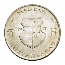 Kossuth ezüst 5 Forint 1947 EF