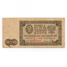 Lengyelország 2 Zloty Bankjegy 1948 P134 L134cc