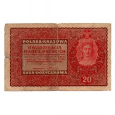 Lengyelország 20 Márka Bankjegy 1919 P26 M26b