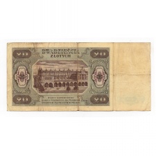 Lengyelország 20 Zloty Bankjegy 1948 P137a M137f