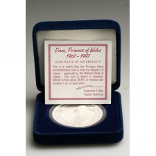 Libéria 20 Dollár 1997 PP 1 UNCIA színezüst Diana emlékérme