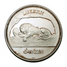 Luzern 5 UNCIA színezüst Oroszlános Helvétia Tallér 1988 PP