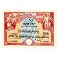 MNK 200 Forint Harmadik Békekölcsön kötvény 1952