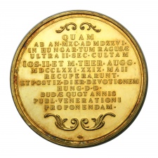 Magyar Aranyóriások Mária Terézia a Szent Jobb emlékérem 1771 UV