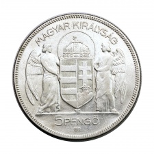 Magyar Királyság Horthy 5 Pengő 1930 VF