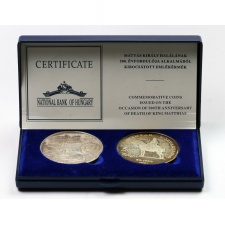 Mátyás király halálának 500. évf 500 Forint 1990 emlékérmepár PP