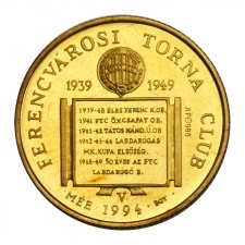 MÉE Ferencvárosi Torna Club V 1939-1949 arany emlékérem 1994