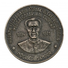 MÉE Nógrádi Sándor Karancsberény emlékérem Salgótarján 1980