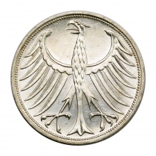 Németország ezüst 5 Márka 1968 G