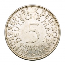 Németország ezüst 5 Márka 1968 G