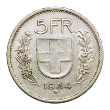 Svájc ezüst 5 Frank 1954 B