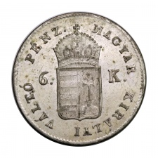 Szabadságharc 6 Krajcár 1849 N-B gVF