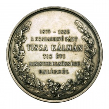 Tisza Kálmán miniszterelnöksége 1875-1885 ezüst emlékérem