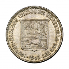 Venezuela ezüst 25 Centimos 1945 Ag