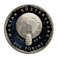 Veszélyeztetett Állatvilág ezüst 200 Forint 1992 PP Gólya 