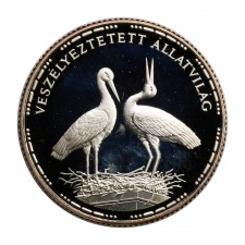 Veszélyeztetett Állatvilág ezüst 200 Forint 1992 PP Gólya 