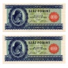 100 Forint Bankjegy 1946 UNC -kék százas- sorszámkövető pár