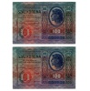 100 Korona Bankjegy 1912 XF sorszámkövető pár