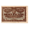 20 Fillér Postatakarékpénztár jegy 1920 elcsúszott vágás