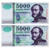 5000 Forint Bankjegy 2005 BB UNC sorszámkövető pár